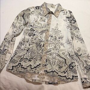 Etro Floral Pattern Shirt in Black and Cream
